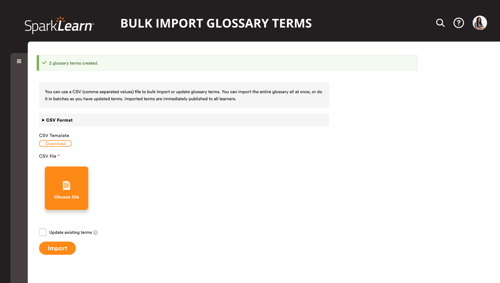 Glossary_Bulk Import_Success