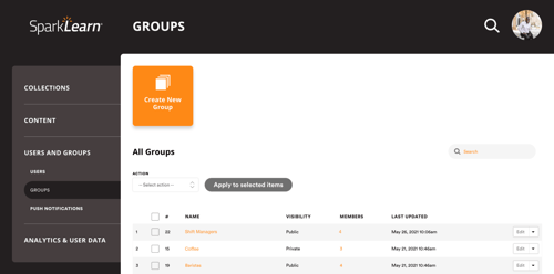 Groups Menu – 1-1