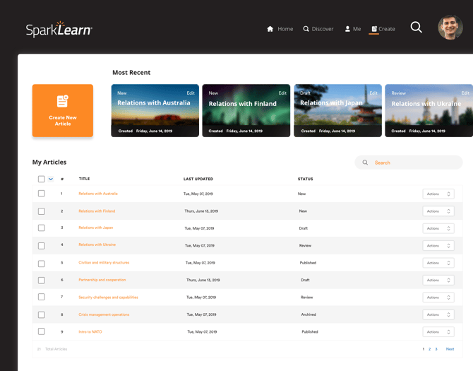 SL_Learner View - Article Select Screen