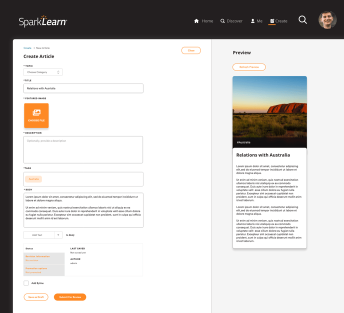 SL_Learner View - Create Article – 1