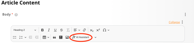Selecting the AI Assistant Button