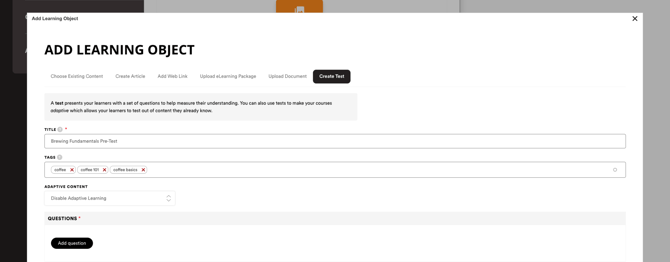 Test-Add Learning Object